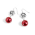 Holiday Bow Ornament Earrings - Red/Silver